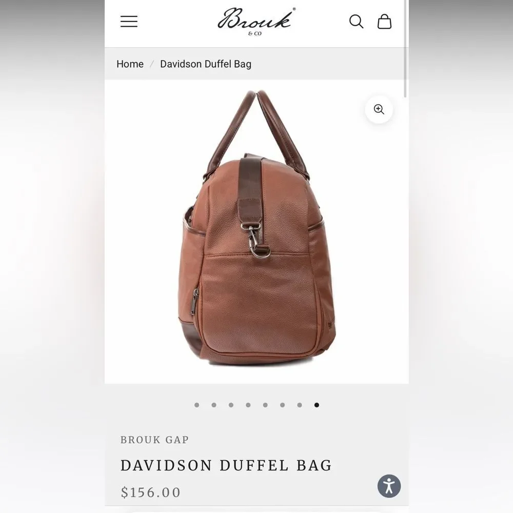 NWT Brouk Large Vegan Leather Duffle Bag Brown Fathers Day Gift